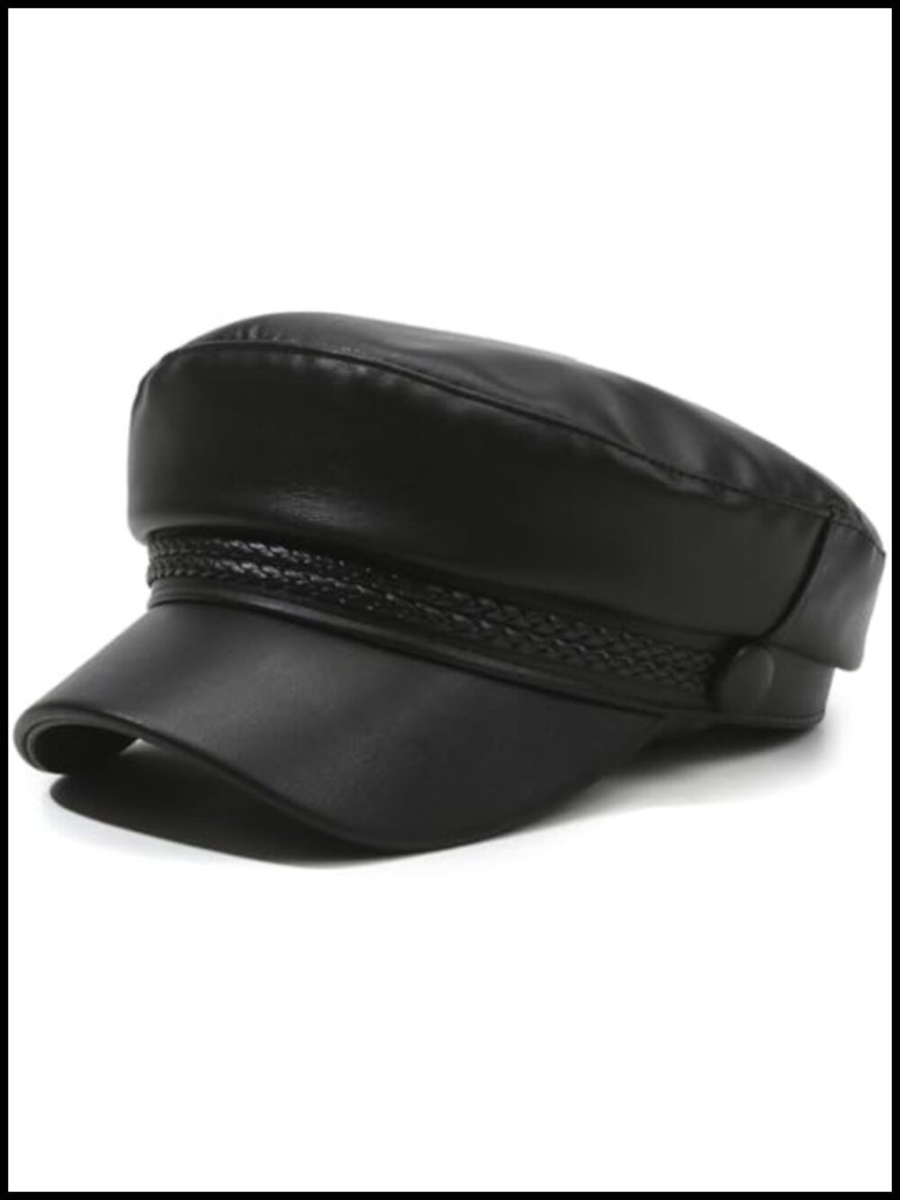 PU Leather Newsboy Cap Women Adjustable Cabbie Hat Flat Style